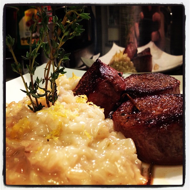 Risoto de Limão Sisciliano e Medalhão de Filet Mignon